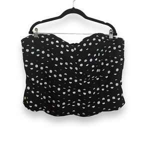 Ashley Stewart Ruched Polka Dot Bustier, Size 22/24 Black/White